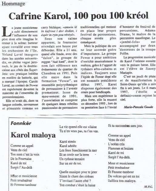 article hommage Carole